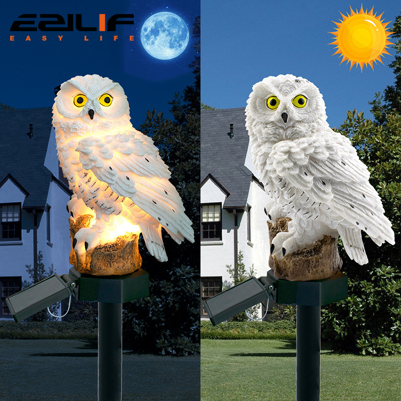 Outdoor Lighting Permanent - Solar light owl animal sculpture solar