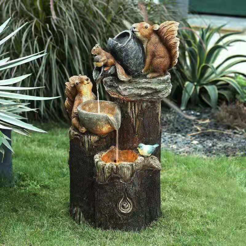 Landscape Spike Light - D2 Solar-Powered Resin Patio Fountain with