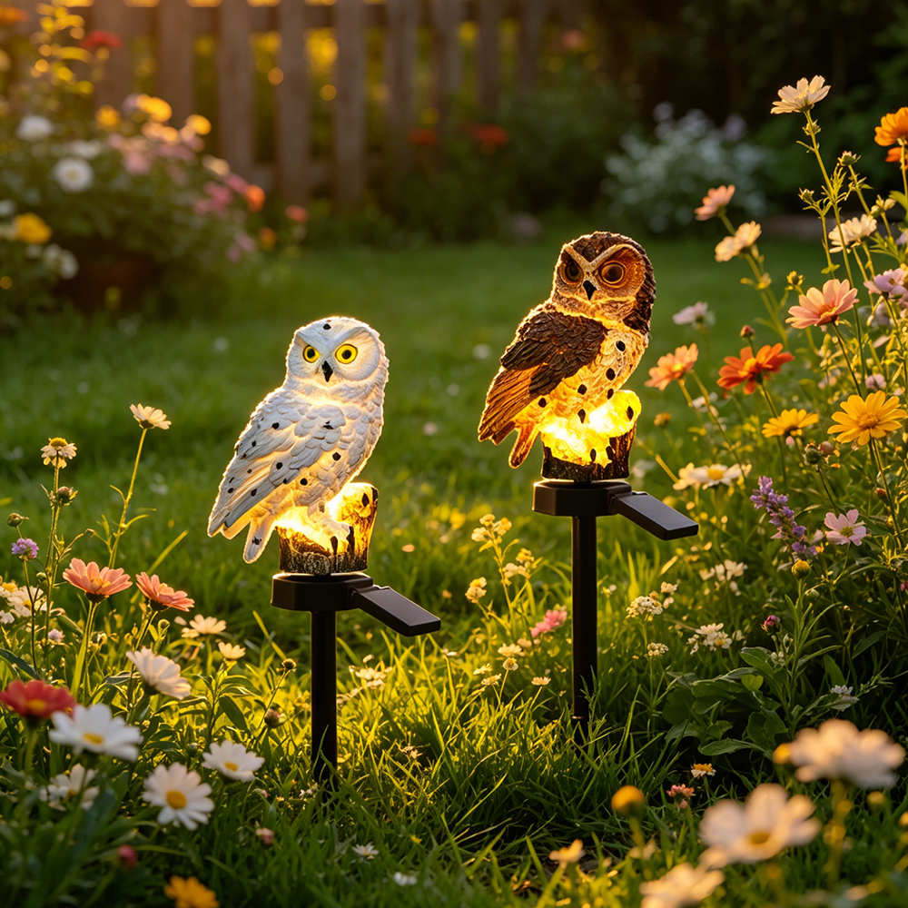 Outdoor Lighting Portable - Owl Solar Light, Resin Owl Ground