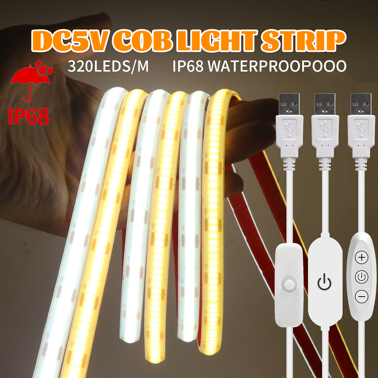 Outdoor Lighting Linear - IP68 Waterproof COB LED Strip 5V