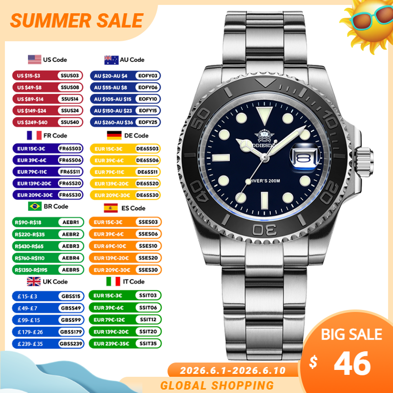 Outdoor Lighting Japan - ADDIESDIVE 41mm Men's Quartz Wristwatch 316L