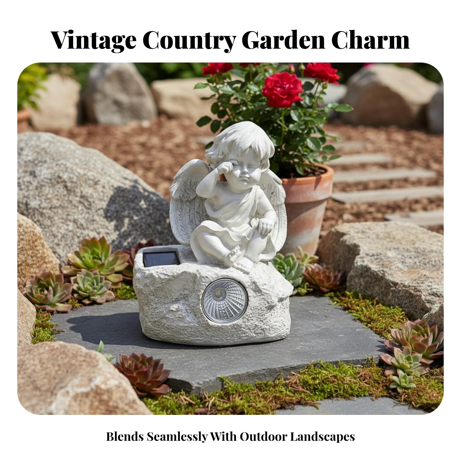 Outdoor Lighting Decoration - Solar Cherub Statue Light Source Brightness