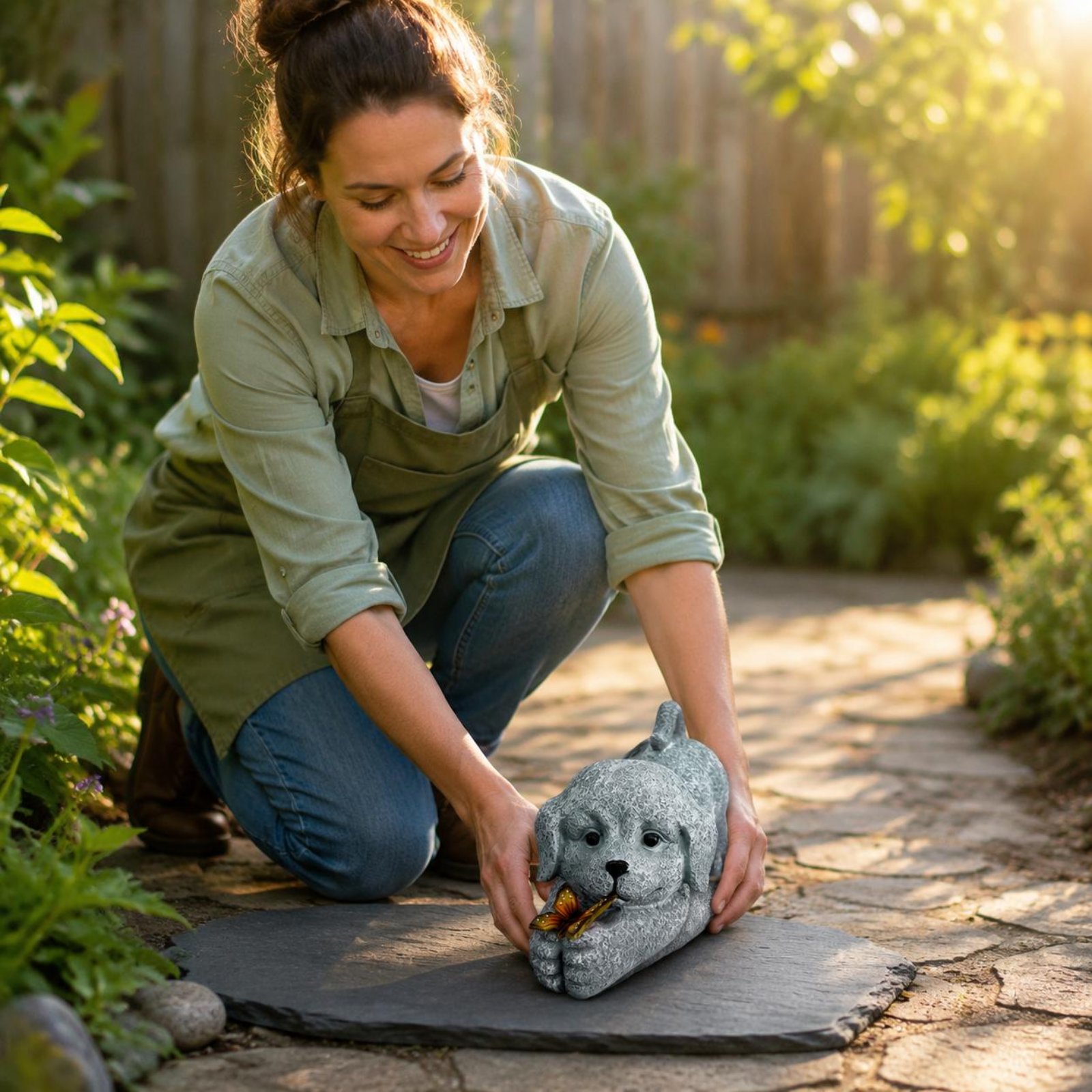 Outdoor Lighting Decoration - Solar Dog Statue Resin Craft Solar