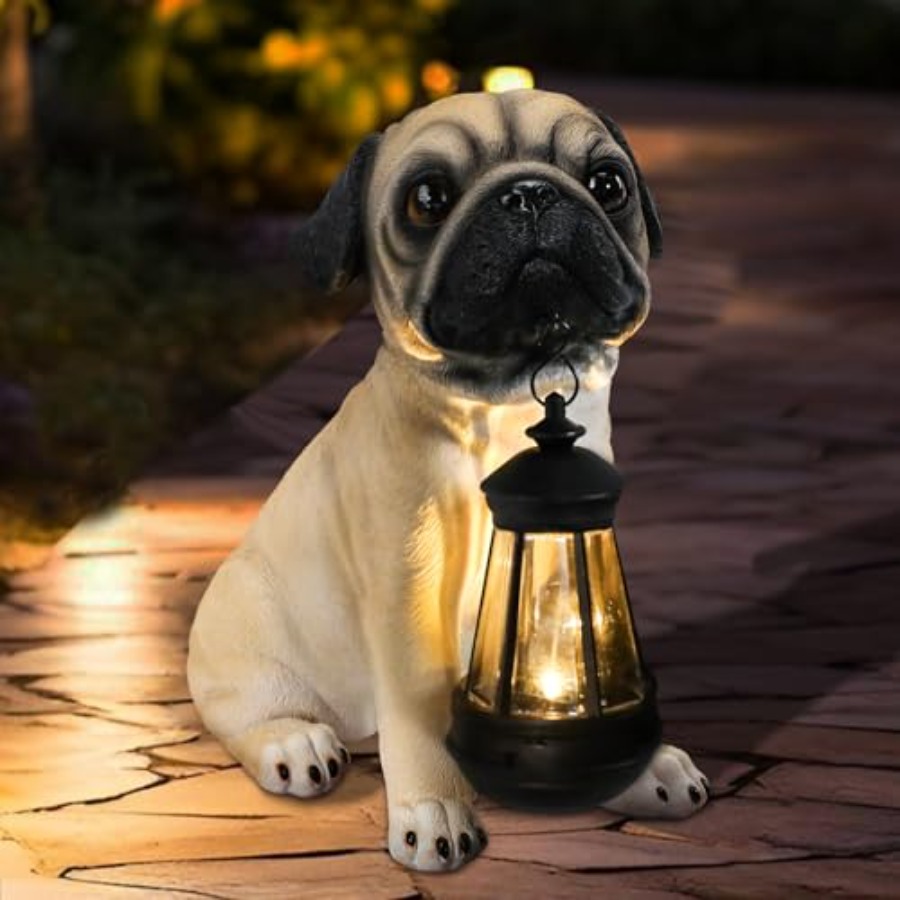 Solar Dog Garden Statue with S - Outdoor Lighting Japan avis et prix