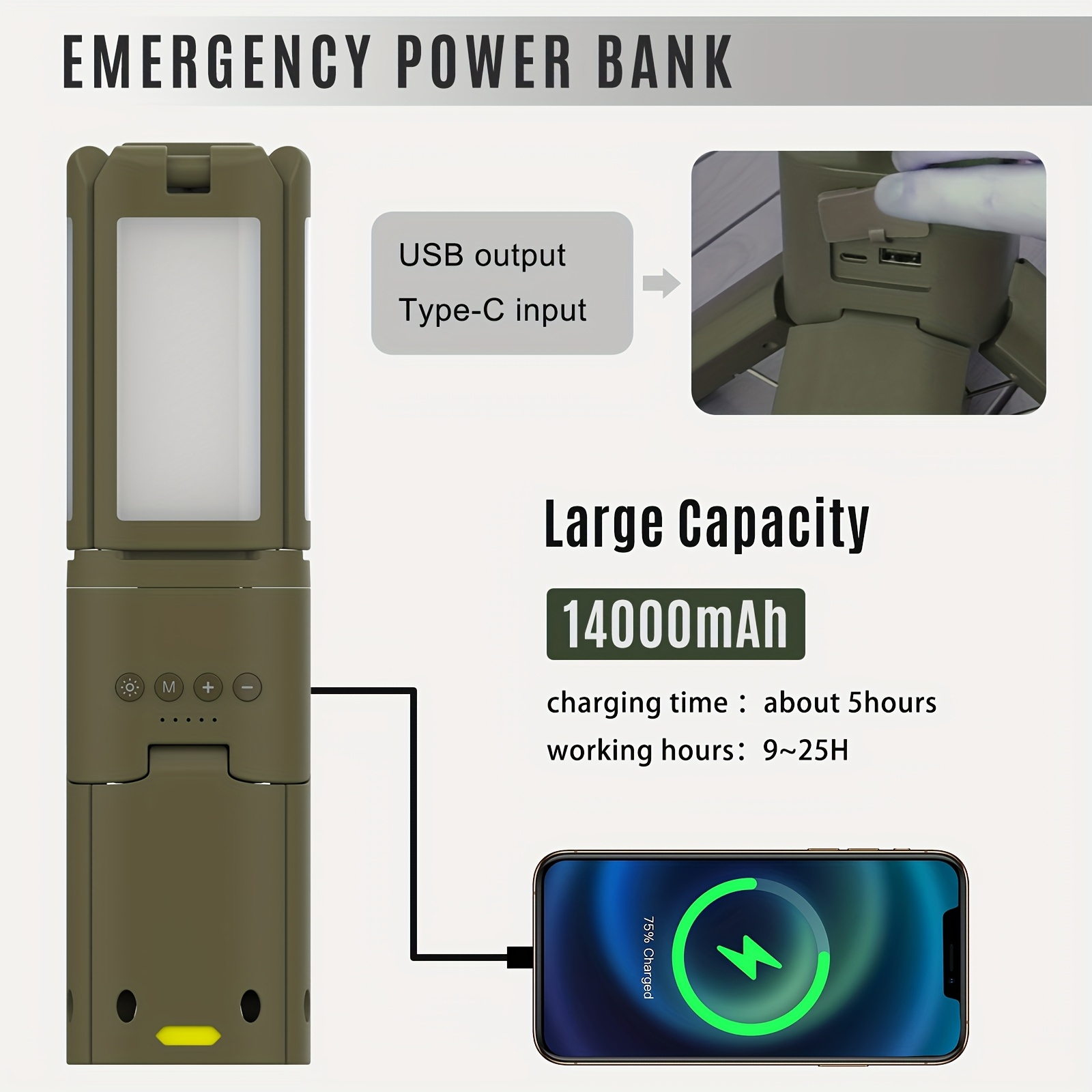 Camping Lantern, 14000mAh Rech - Outdoor Lighting Portable avis et prix