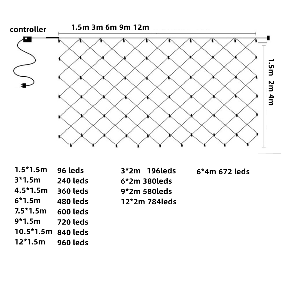 Net Mesh Led Lights 3M/6M/12M  - Outdoor Lighting Grid Screen avis et prix