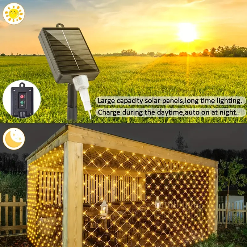 1Pc Outdoor Solar Net Lights 8 - Outdoor Lighting Grid Screen avis et prix