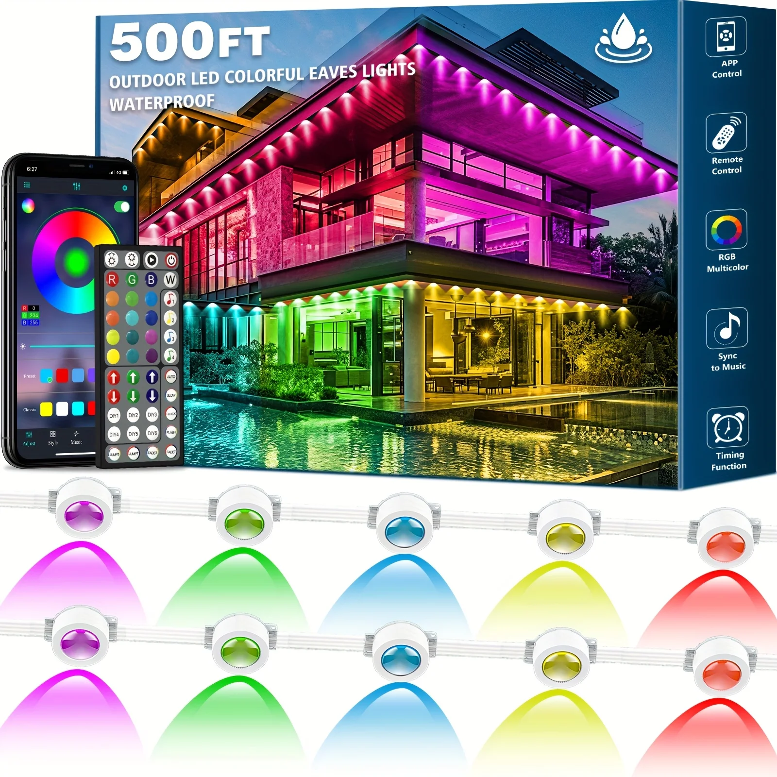 500 Feet, 250 Bulbs, IP67 Wate - Outdoor Lighting Permanent avis et prix