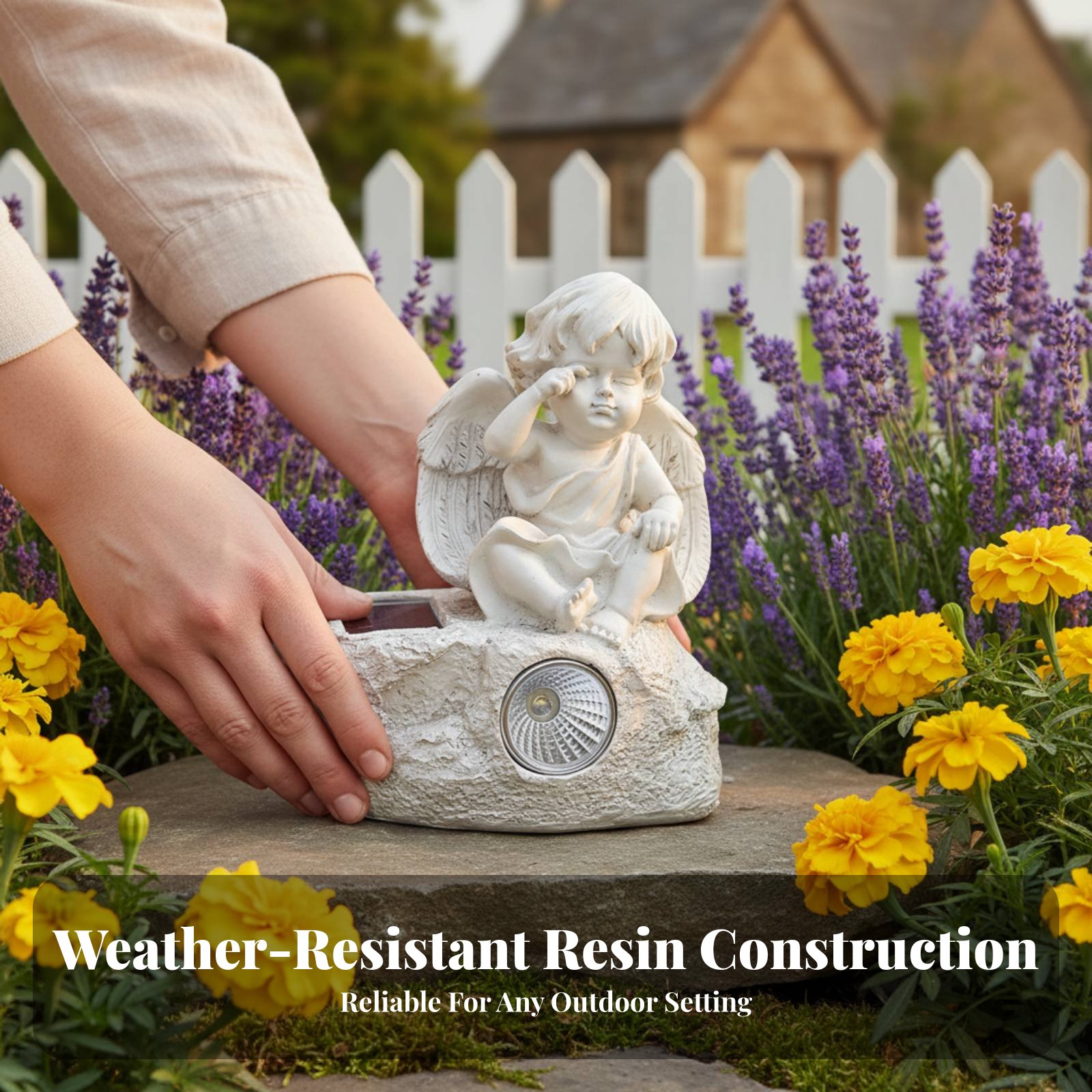 Solar Cherub Statue Light Sour - Outdoor Lighting Decoration avis et prix
