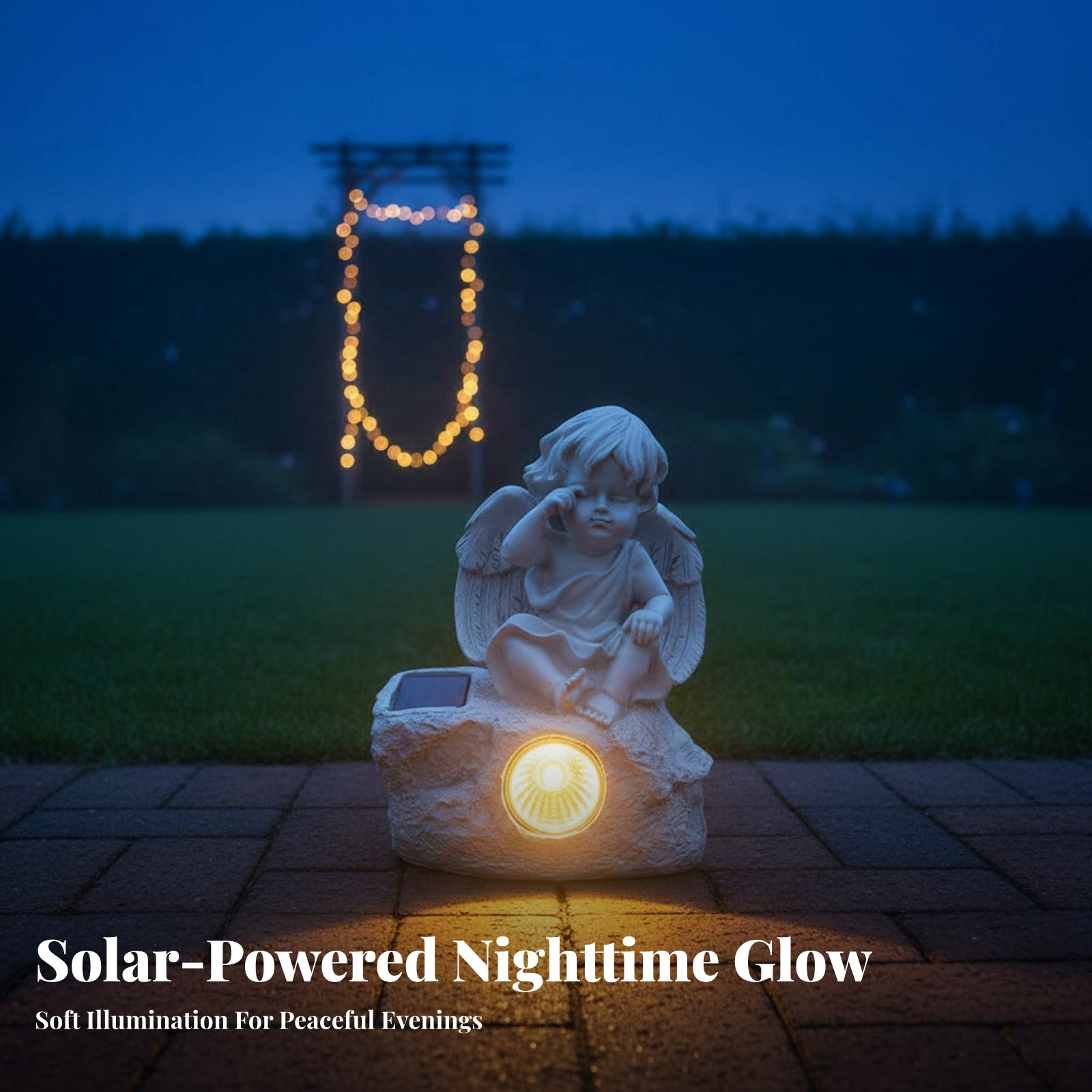Solar Cherub Statue Light Sour - Outdoor Lighting Decoration avis et prix