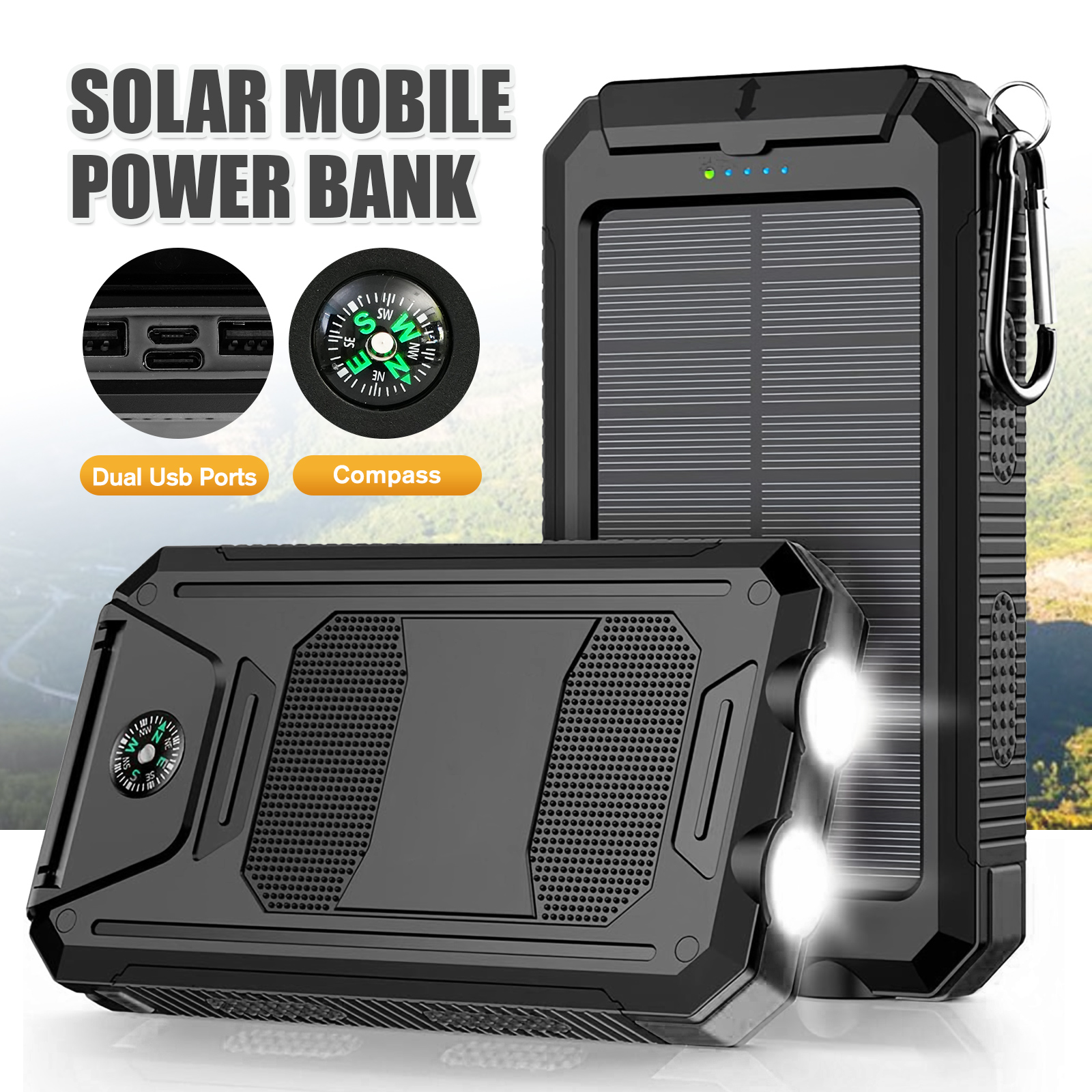 10000mAh Solar Power Bank Port - Outdoor Lighting Transformer avis et prix