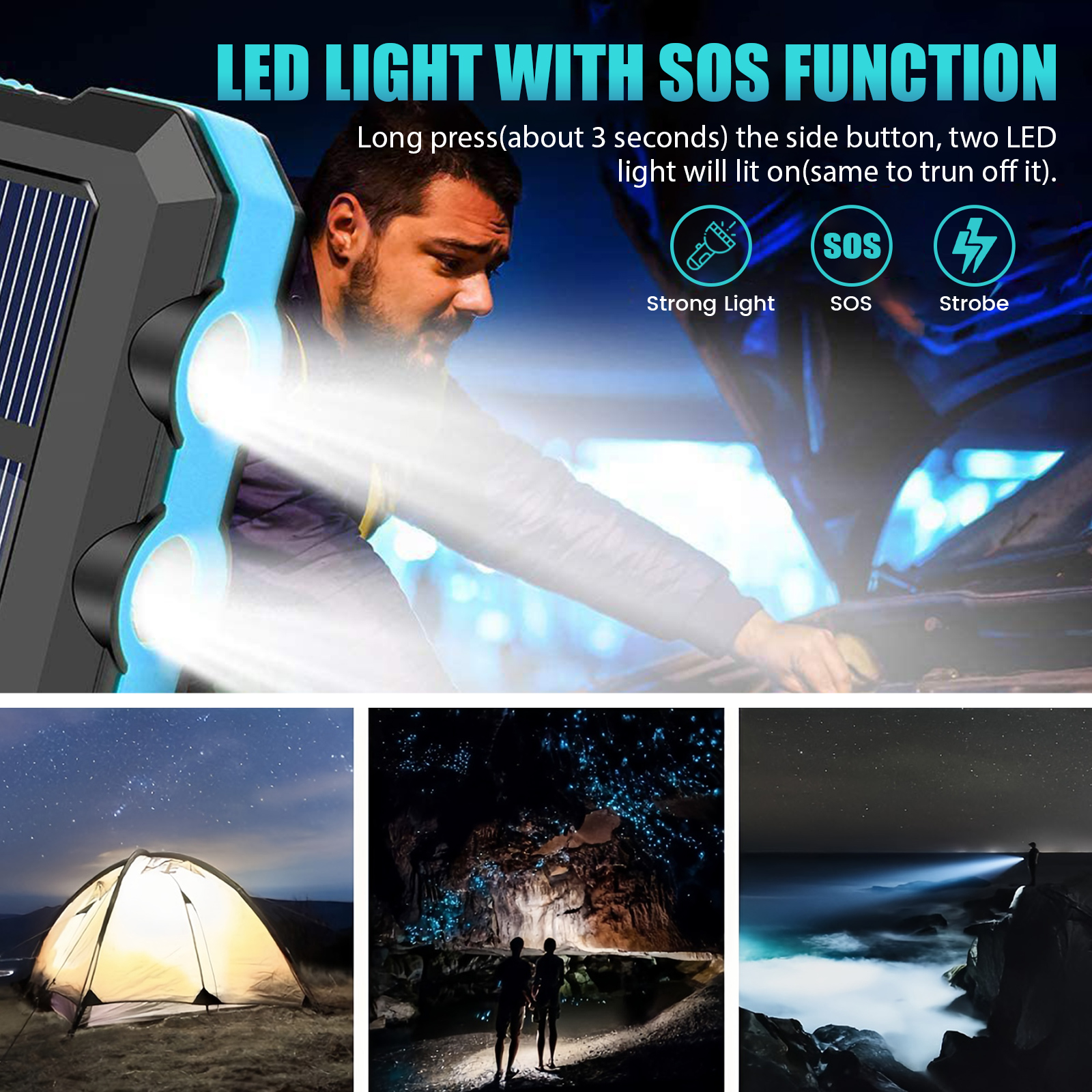 10000mAh Solar Power Bank Port - Outdoor Lighting Transformer avis et prix