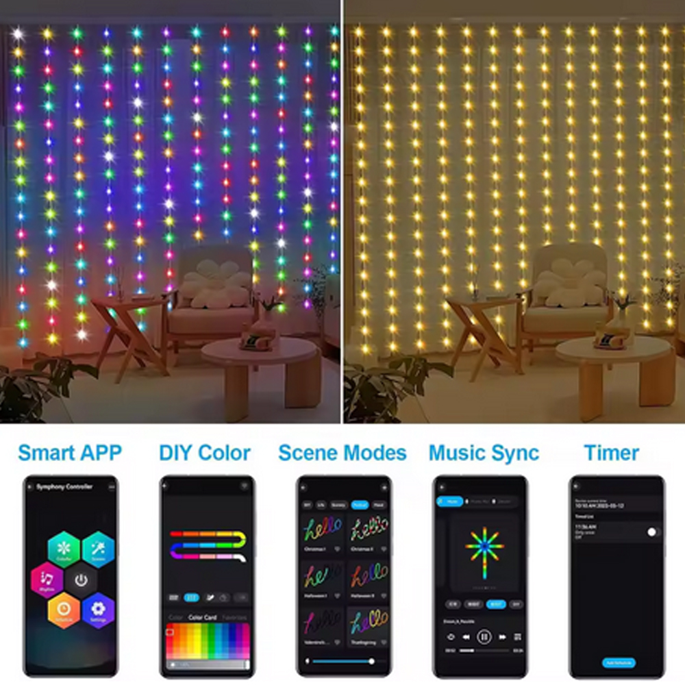 3M RGB Smart LED Curtain Light - Outdoor Lighting Decoration avis et prix
