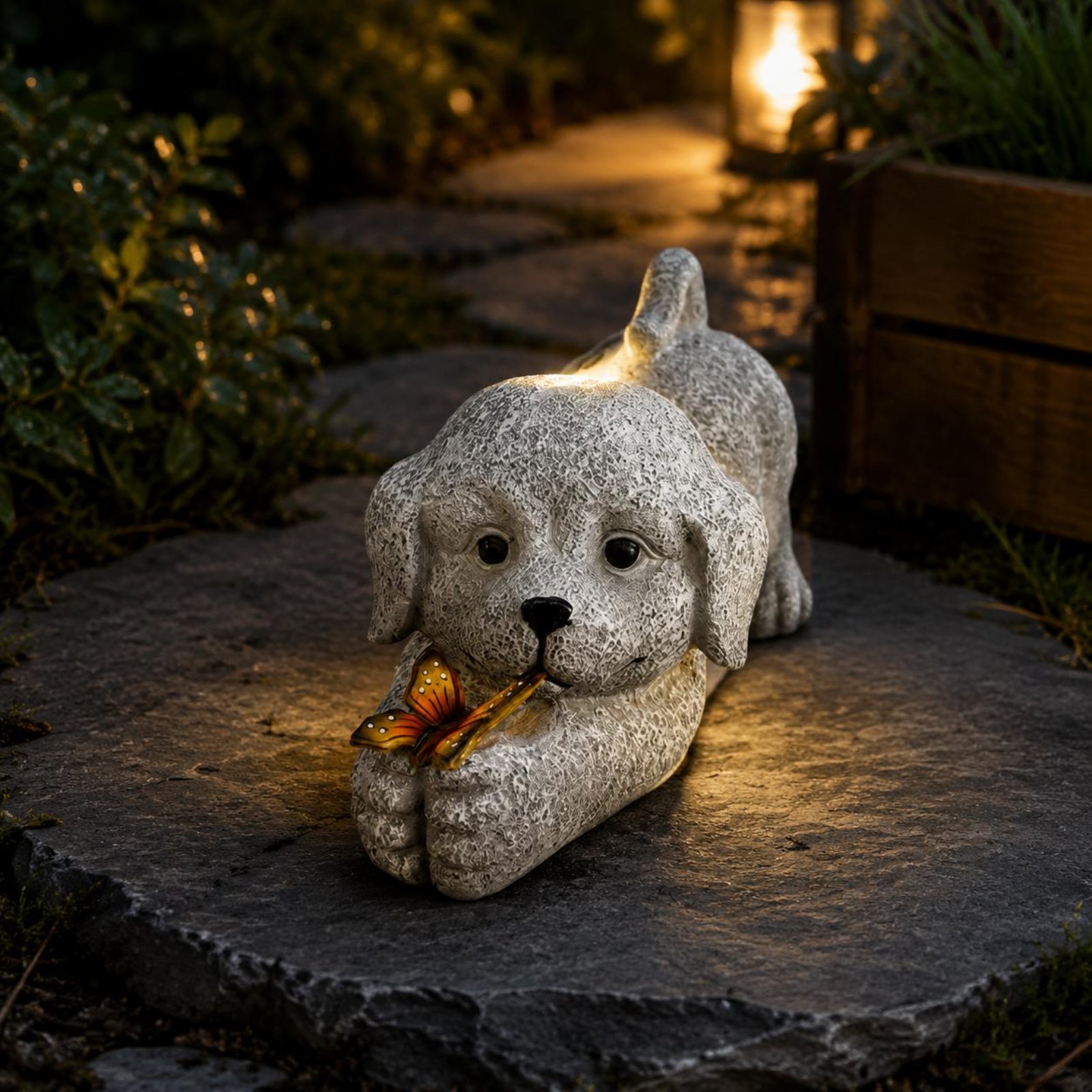 Solar Dog Statue Resin Craft S - Outdoor Lighting Decoration avis et prix